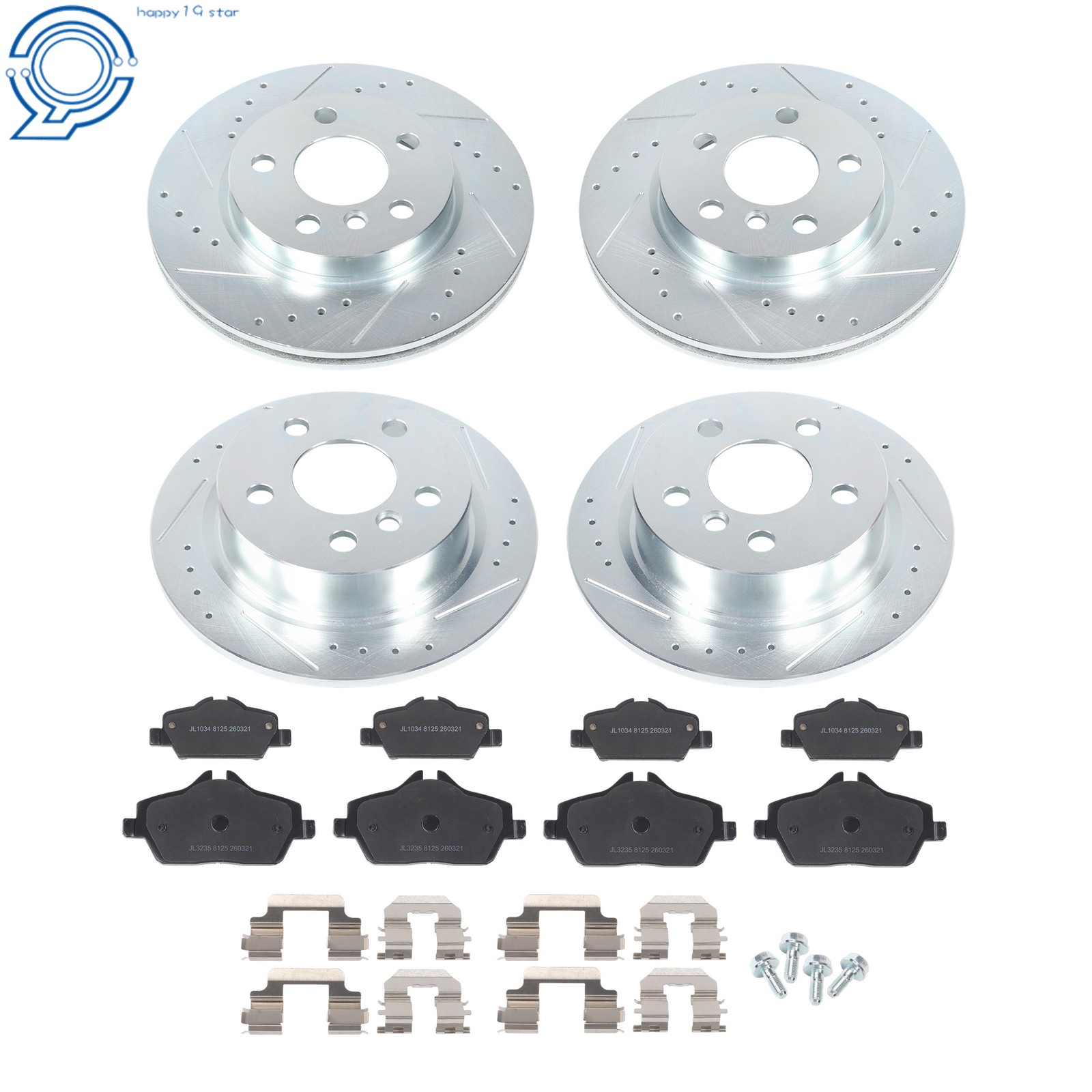 Front & Rear Drilled Brake Rotor & Brake Pads For Mini Cooper F56/ F57 2015-2016