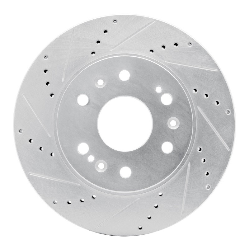 R1 Concepts Front Left Drilled & Slotted Silver Brake Rotor for Chevrolet