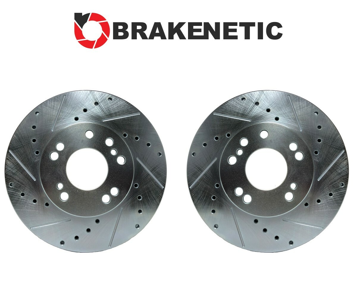 FRONT BRAKENETIC Sport Drill Slot Brake Rotors 30mm Z32 300ZX Conversion 4/5LUG