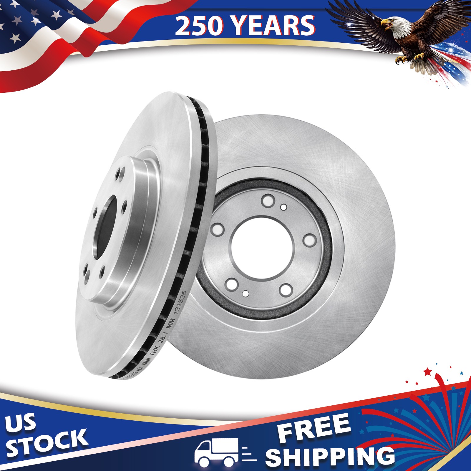 Front Disc Brake Rotors for 2011-2013 Kia Sorento & 2010-2012 Hyundai Santa