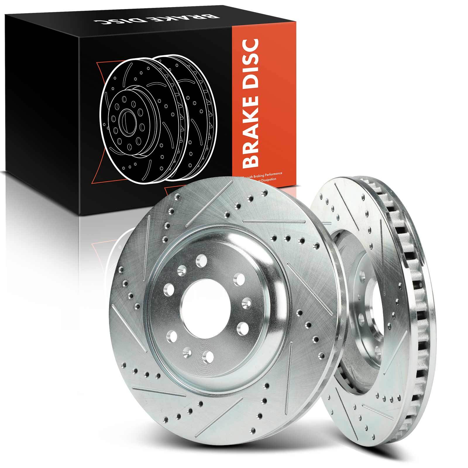 New 2Pcs Drilled Brake Rotors for Cadillac SRX 2004-2009 Front Side AR82117XPR