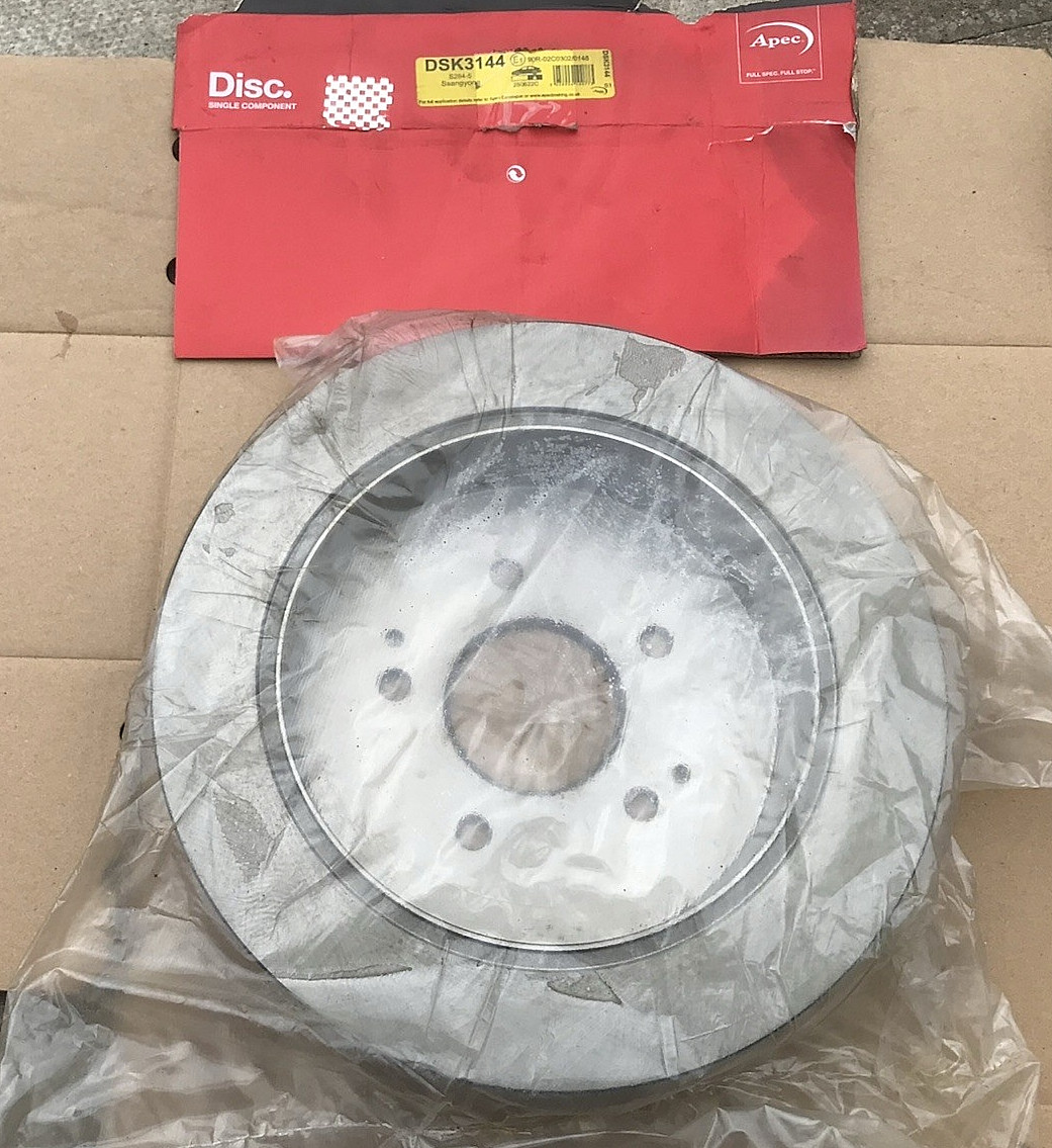 Brake Disc Solid Rear for Ssangyong Korrando 284mm APEC DSK3144