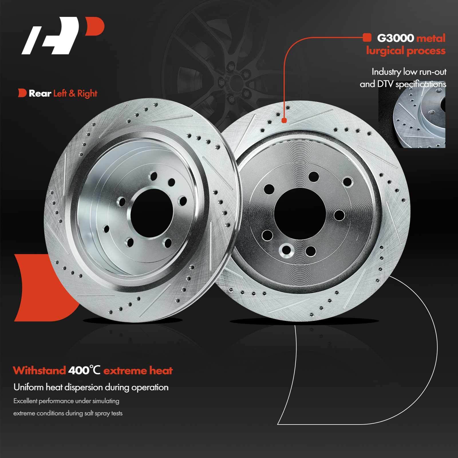A-Premium Front & Rear Drilled Rotors & Ceramic Pads for Land Rover Range 06-09