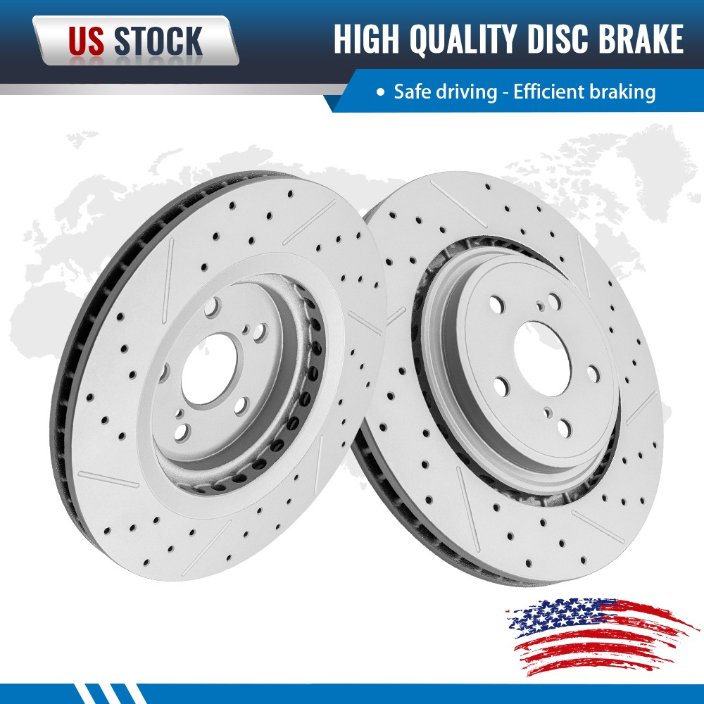 2Pcs Front Disc Brake Rotors Set for 2020 – 2024 2025 Toyota Highlander 340mm
