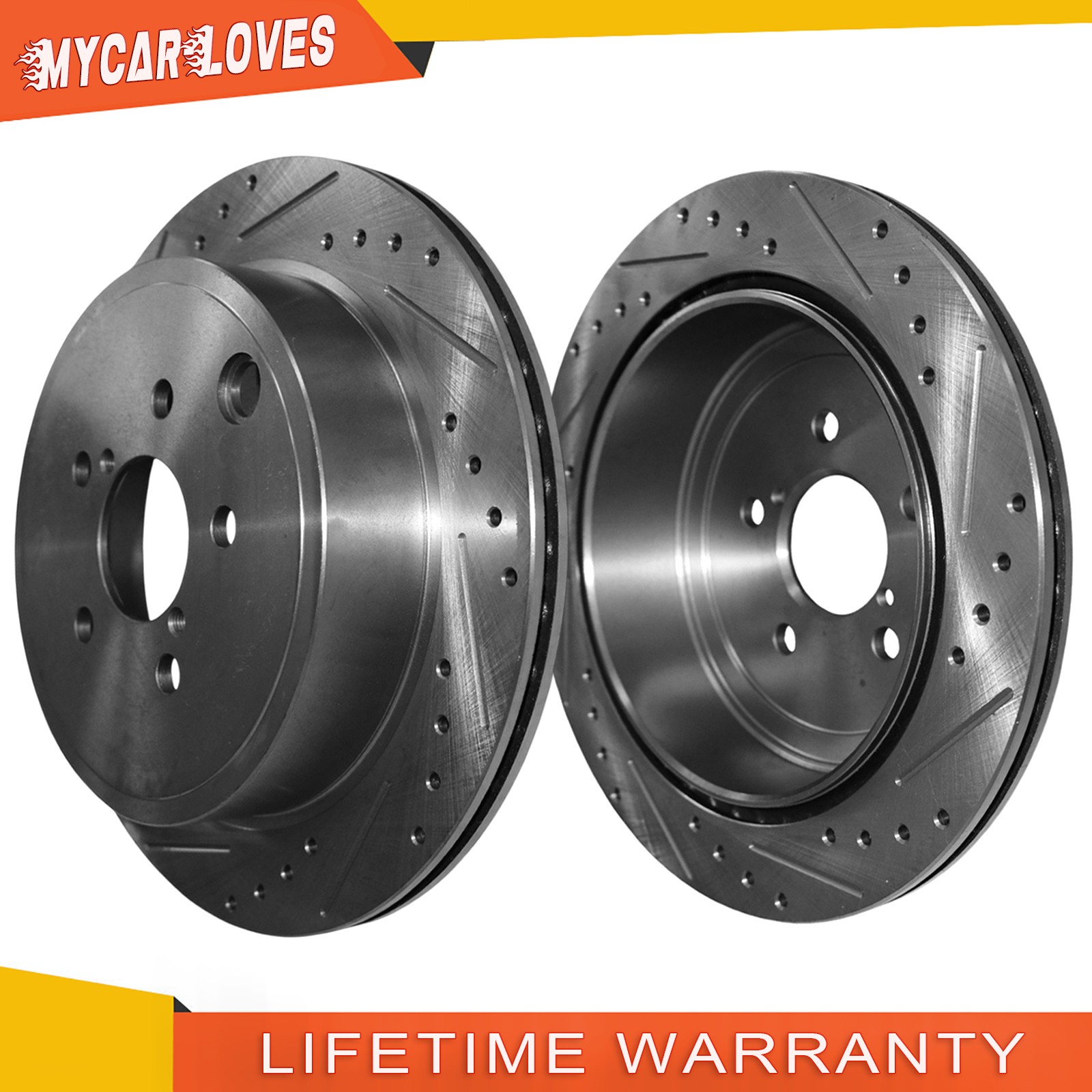 2pcs Rear Drilled Slotted Disc Brake Rotors for Mini Cooper 2014-2019 1.5L 5 Lug