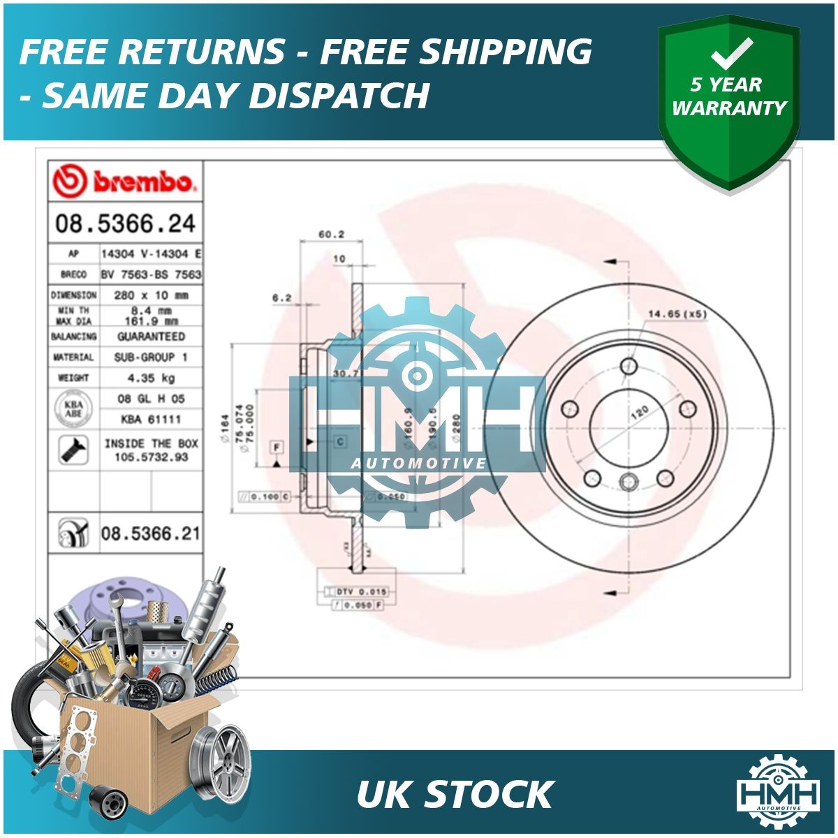 Fits BMW 3 Series 1990-2006 + Other Models HMH Rear Brake Discs