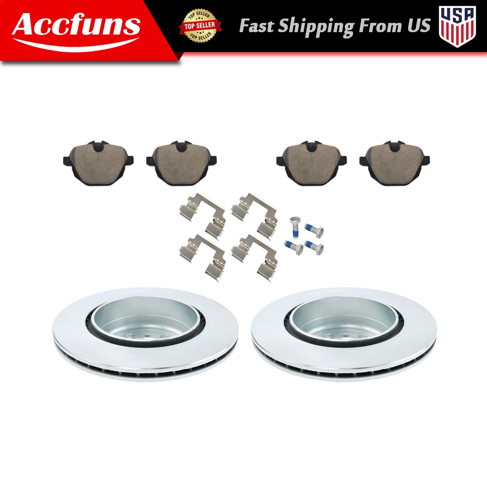 6Pcs Rear Disc Brake Rotor & Ceramic Brake Pad For BMW F10 528i 535d 535i xDrive