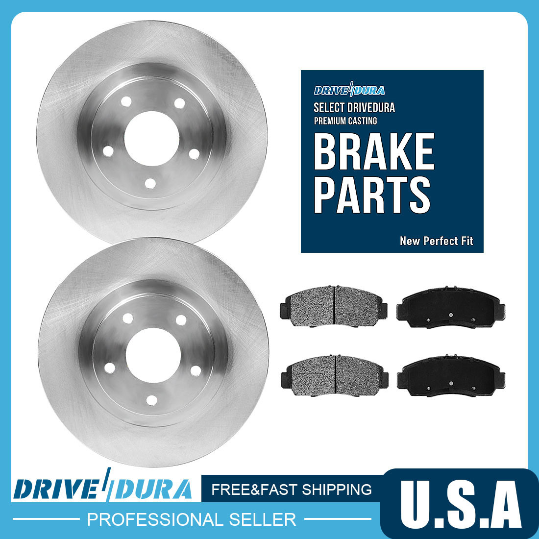 Front Disc Brake Rotors Ceramic Brake Pads Kit for Ford Aspire Kia Rio