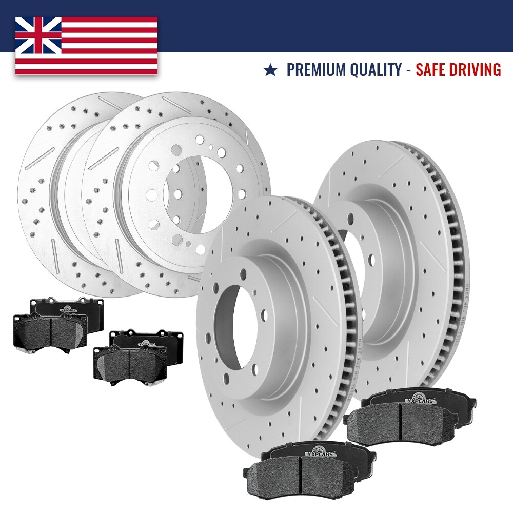 Front & Rear Drilled Rotors + Ceramic Brake Pads for 2010 – 2023 Toyota 4Runner