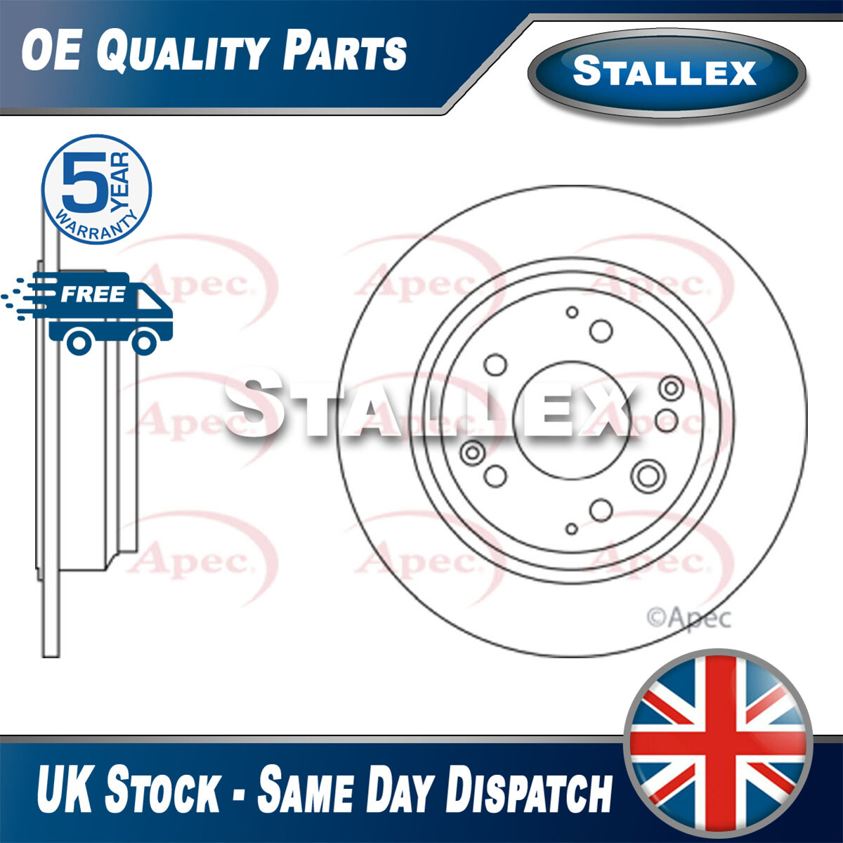 Fits Honda Legend 1991-2009 Shuttle 1994-2003 1x Brake Disc Rear Stallex