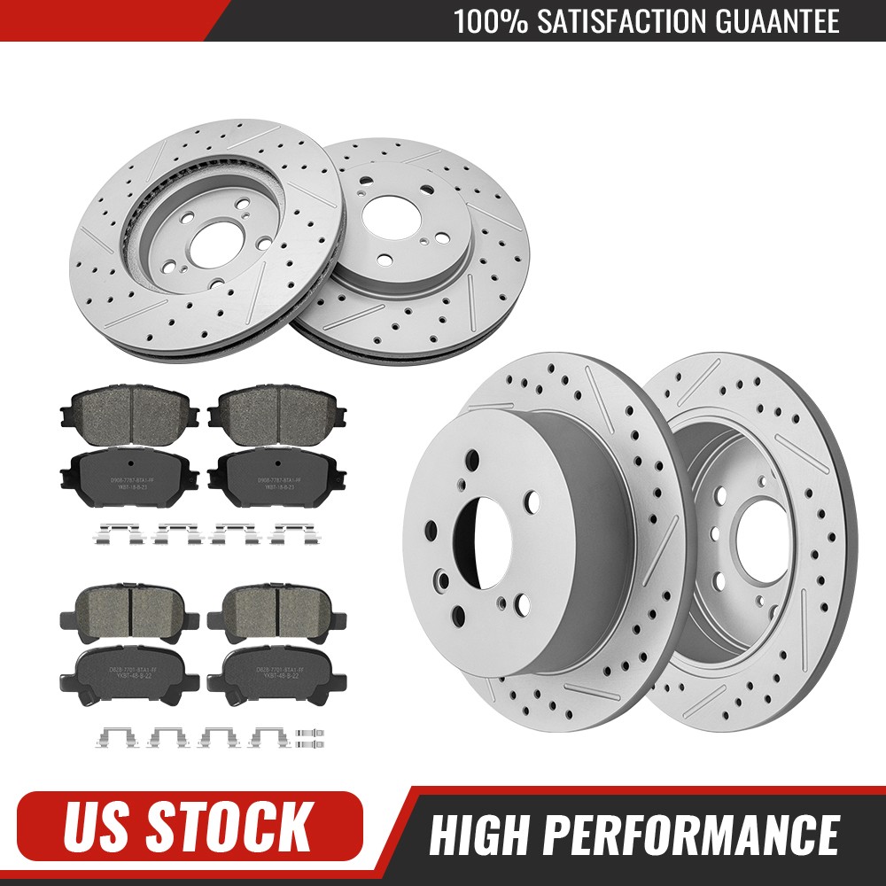 Front &Rear Disc Rotors Brake Pads Kit for 2002 2003 2004 Toyota Camry USA Built