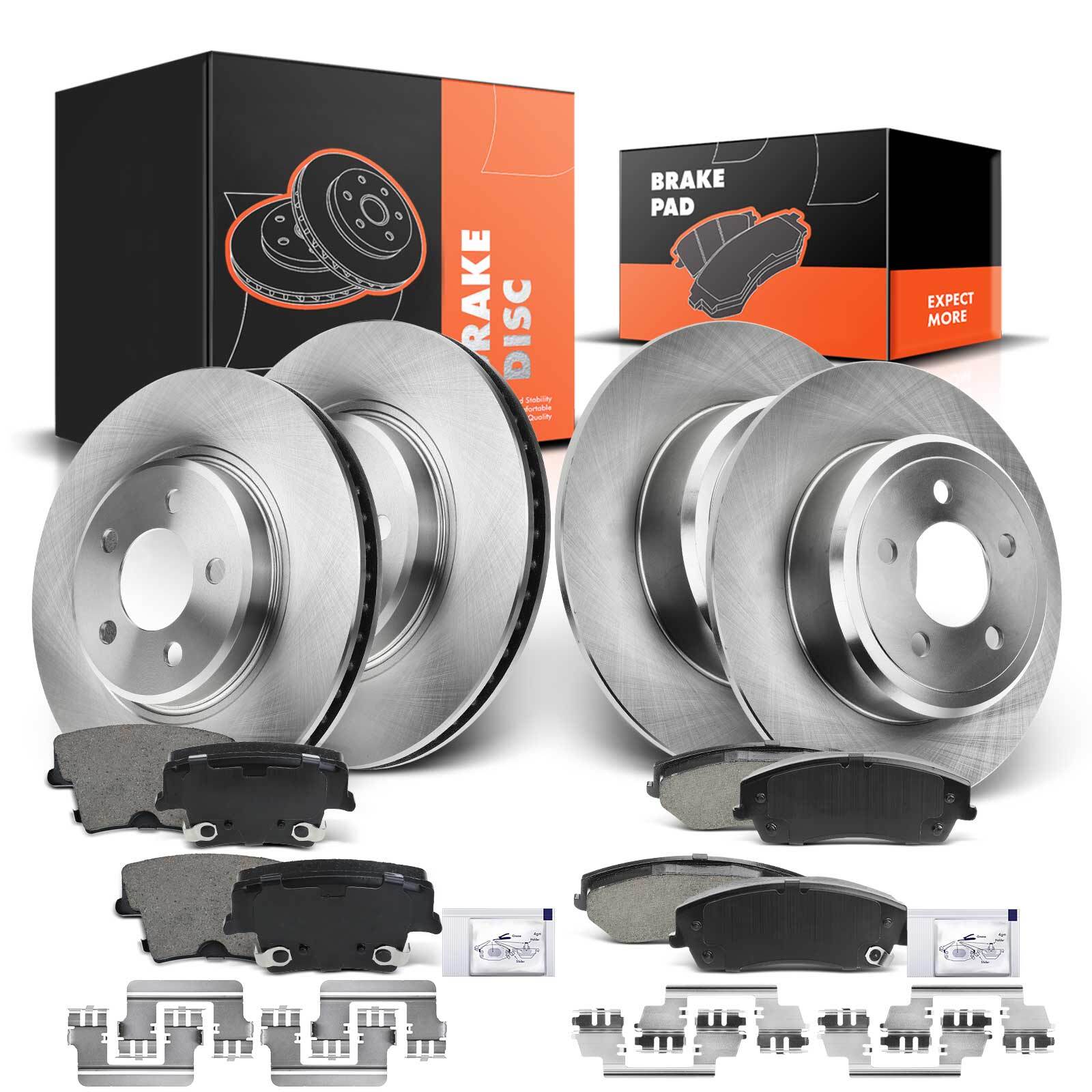 Front & Rear Disc Brake Rotors and Ceramic Brake Pads for Chrysler Dodge Charger