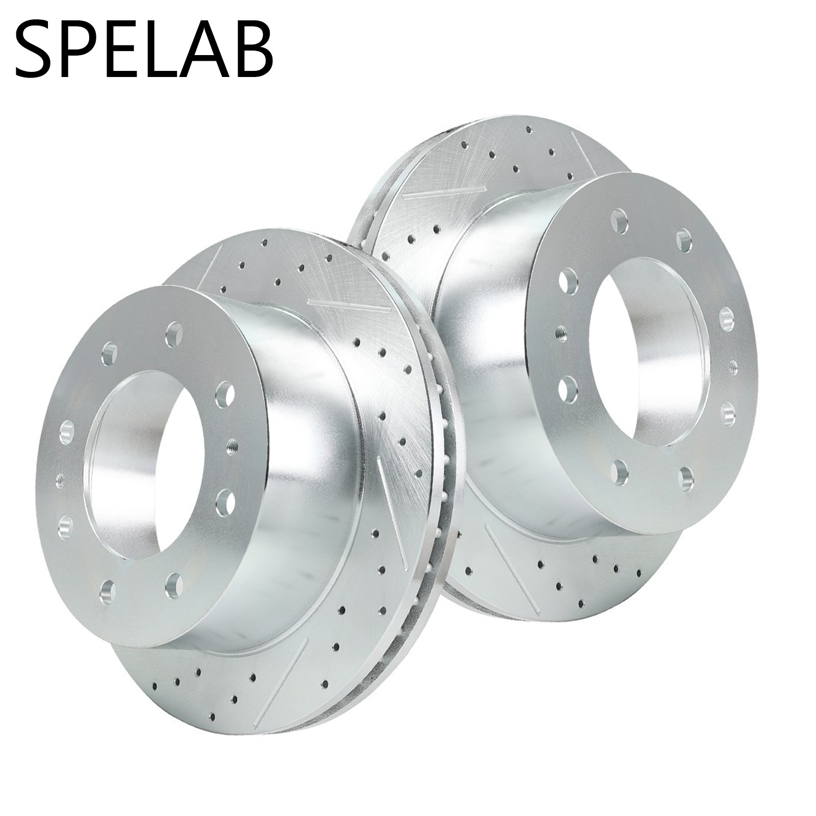 SPELAB Front Drilled Disc Brake Rotors for 11-19 GMC Sierra Chevy Silverado 2500