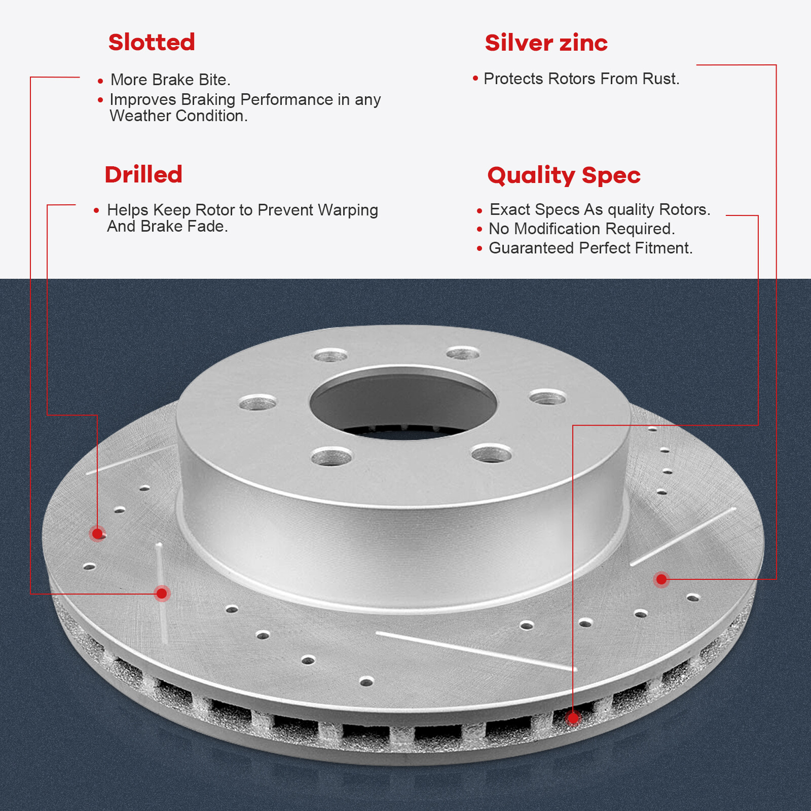 Front Rotors + Brake Pads For 2000-2002 Dodge Durango Dakota Drilled Rotors