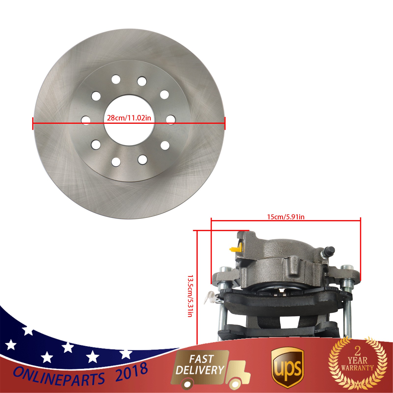 Bolt-On Rear Disc Brake Conversion Kit For GM 10 & 12 drilled and slotted rotors