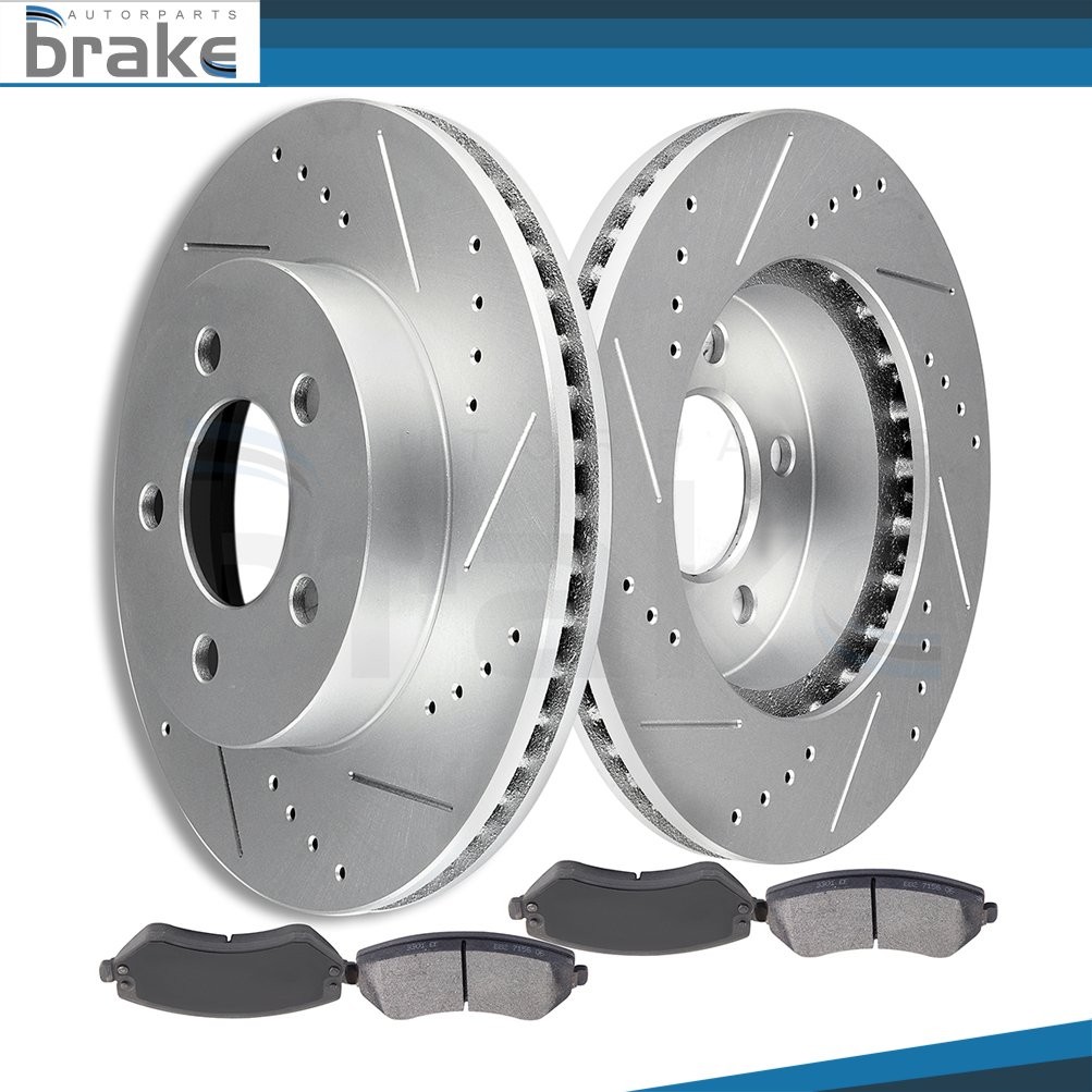 Brake Rotors Discs And Ceramic Pads Front Drilled & Slotted Kit For Jeep Liberty