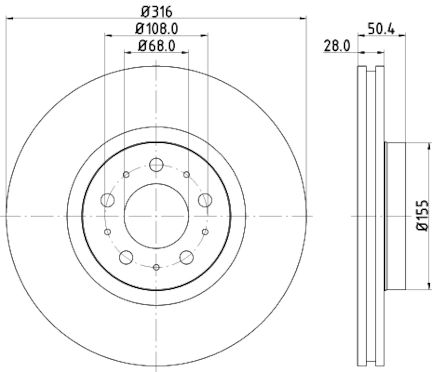 Hella Pagid Front Disc Brake Rotor For Volvo XC90 355110572