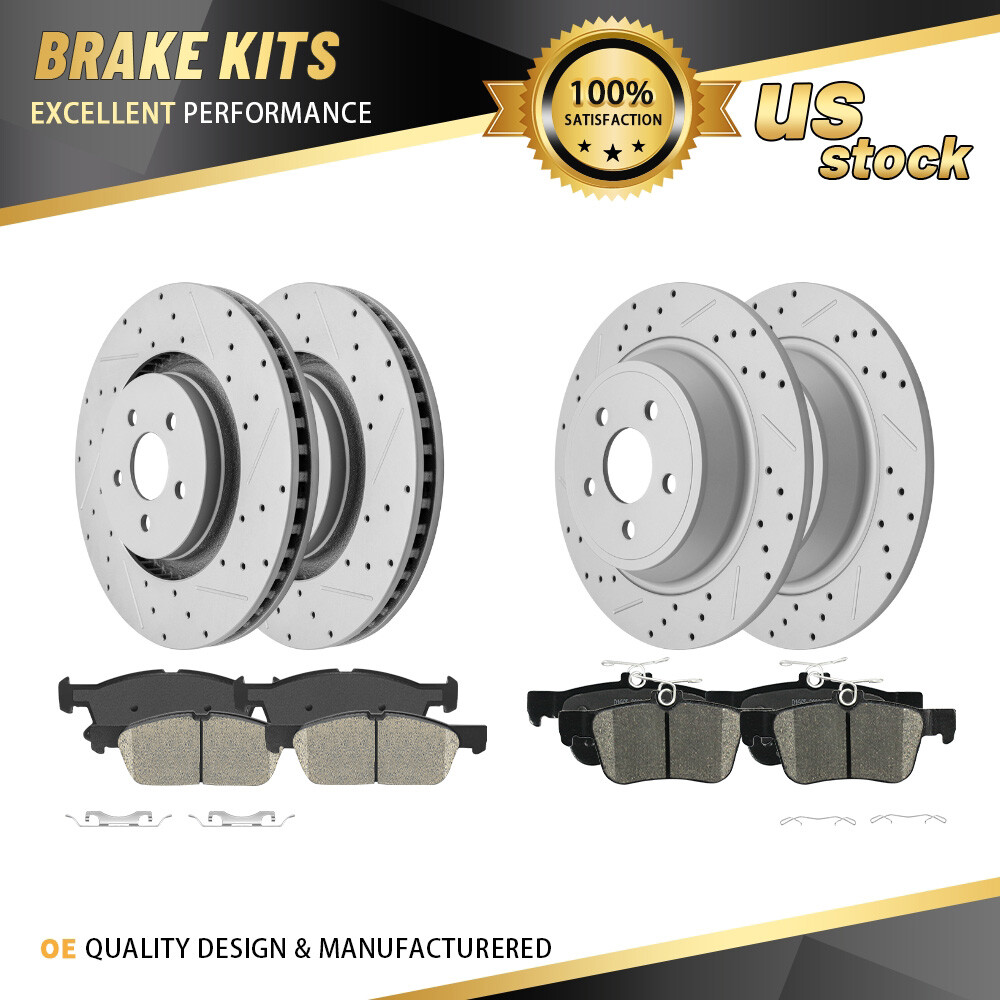 Front & Rear Brake Rotors + Ceramic Pads for 2015-2023 Ford Edge Lincoln MKX