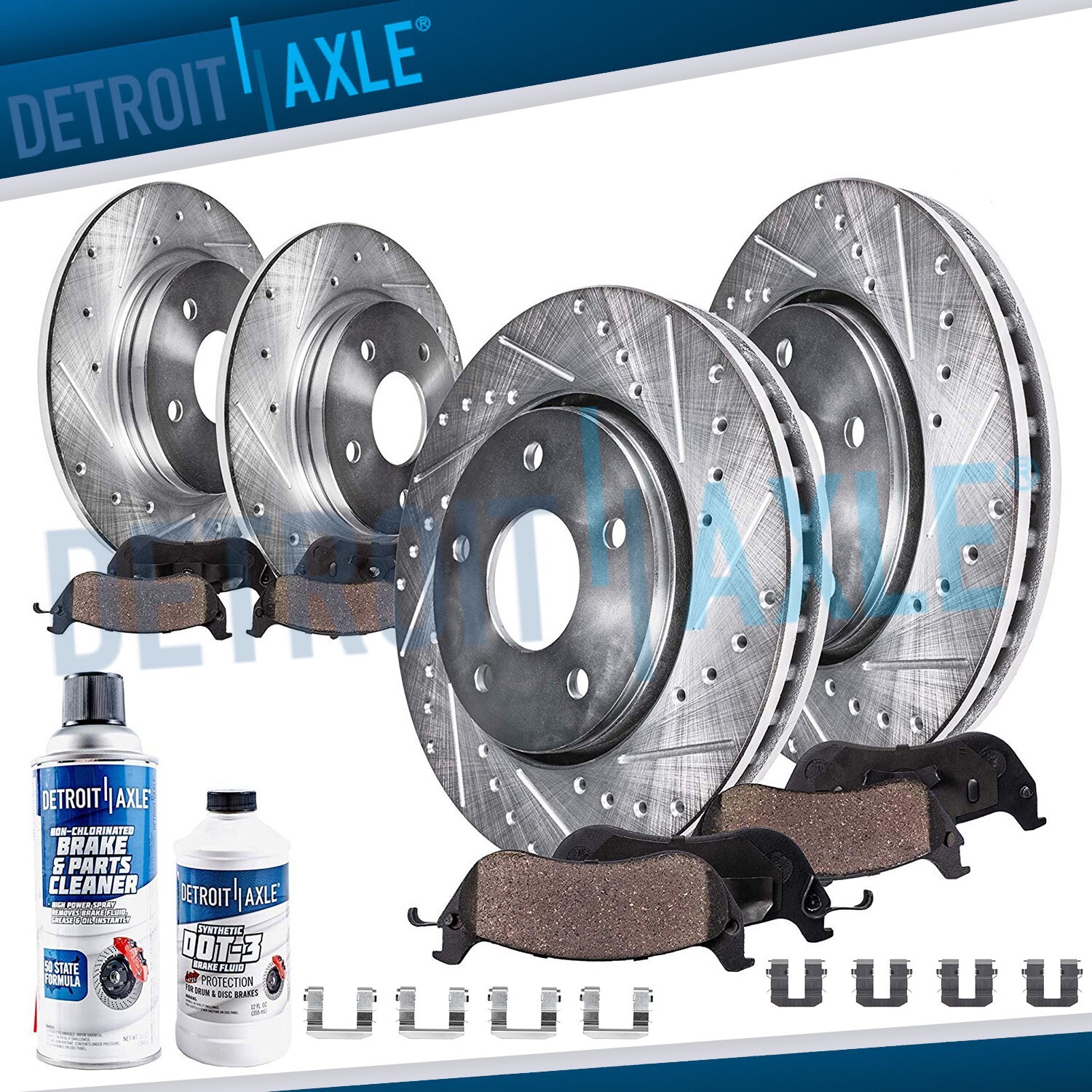 Front Rear Drilled Slotted Rotors Brake Pads kit for 2009 – 2012 Hyundai Elantra