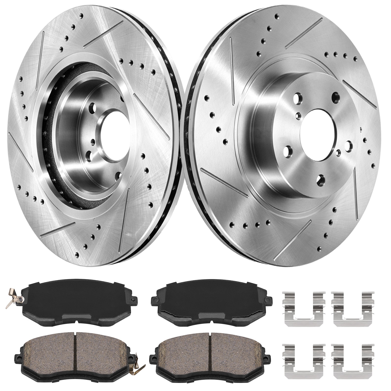 OE Quiet Low Dust Front Drilled Rotors Ceramic Pads For Subaru Impreza Forester