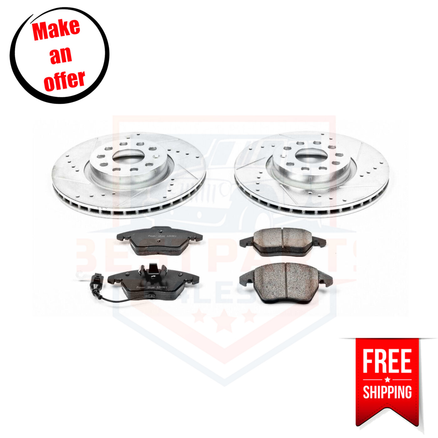 Powerstop K2259 Brake Disc and Pad Kit front for 2006-2013 Audi A3 Quattro