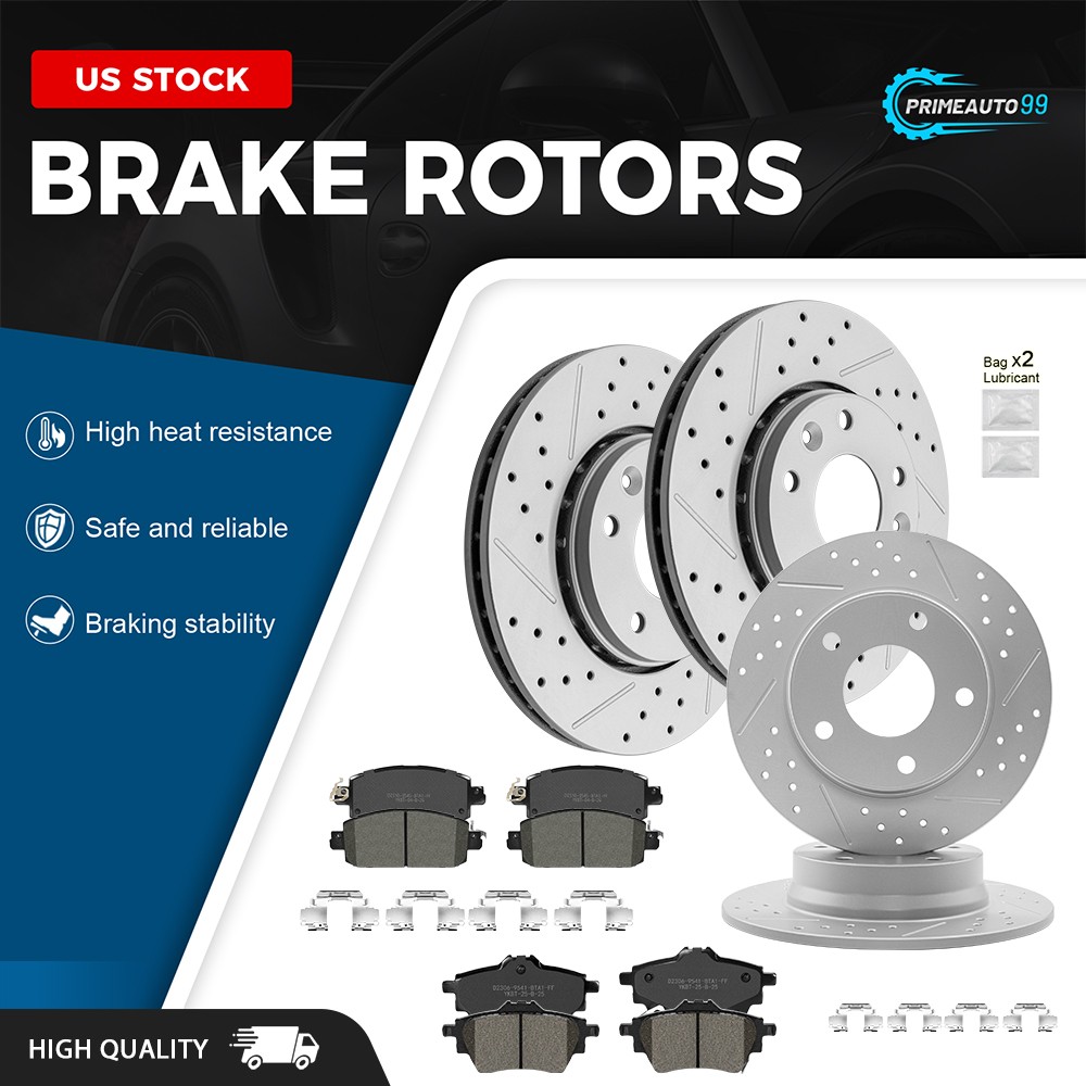 Front Rear Drilled Brake Rotors + Pads Kit for Nissan Sentra 2020 2021 2022-2024