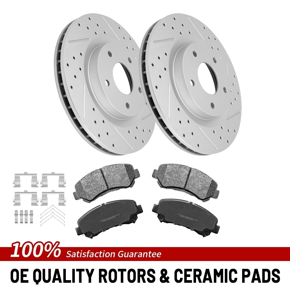 Front Brake Rotors Ceramic Pad For 2008-2013 Nissan Rogue 2014 2015 Rogue Select