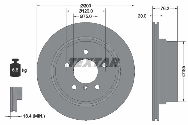 Textar 92227103 Brake Disc for BMW