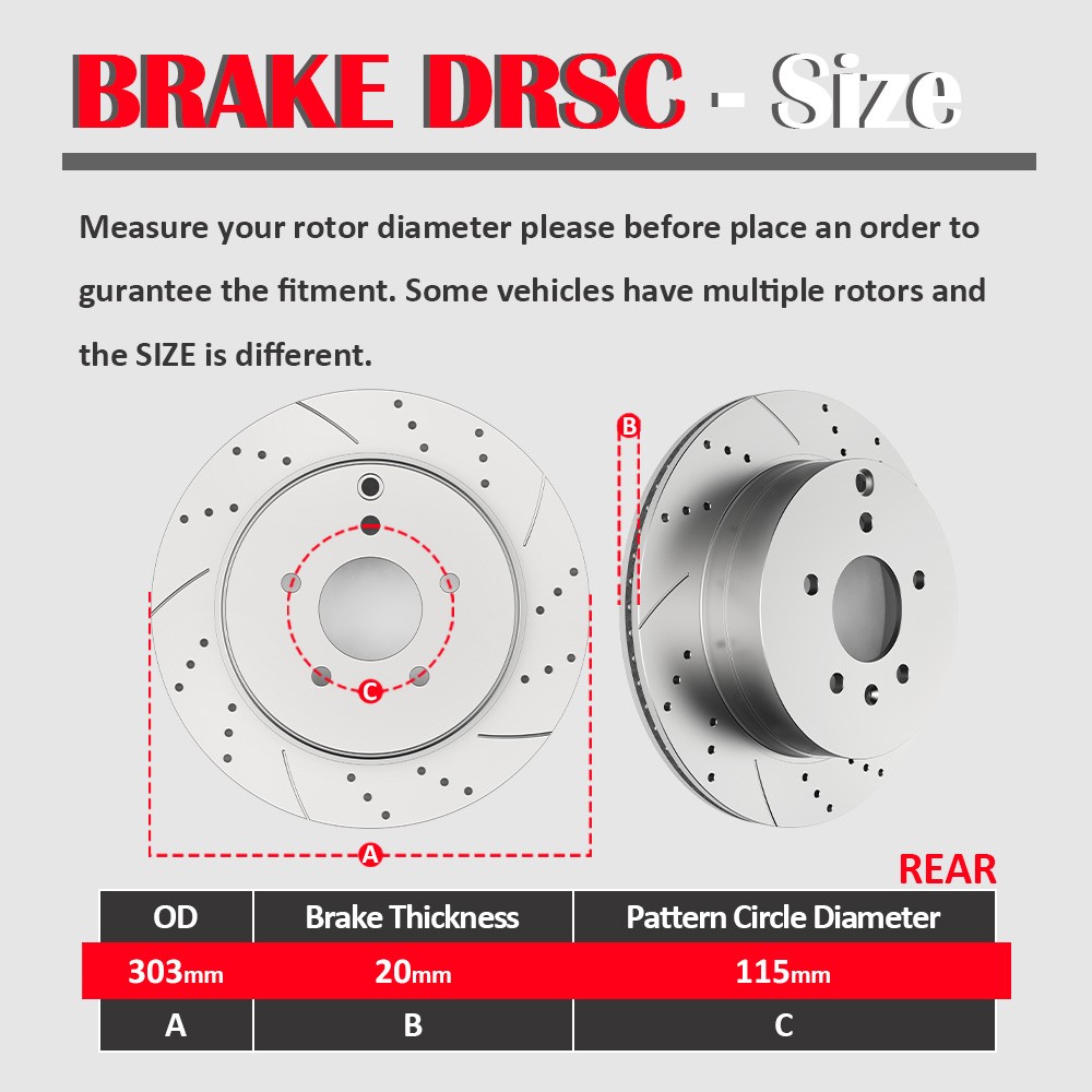 Front Rear Drilled Disc Rotors & Brake Pads for Chevy Equinox Terrain Brakes Kit