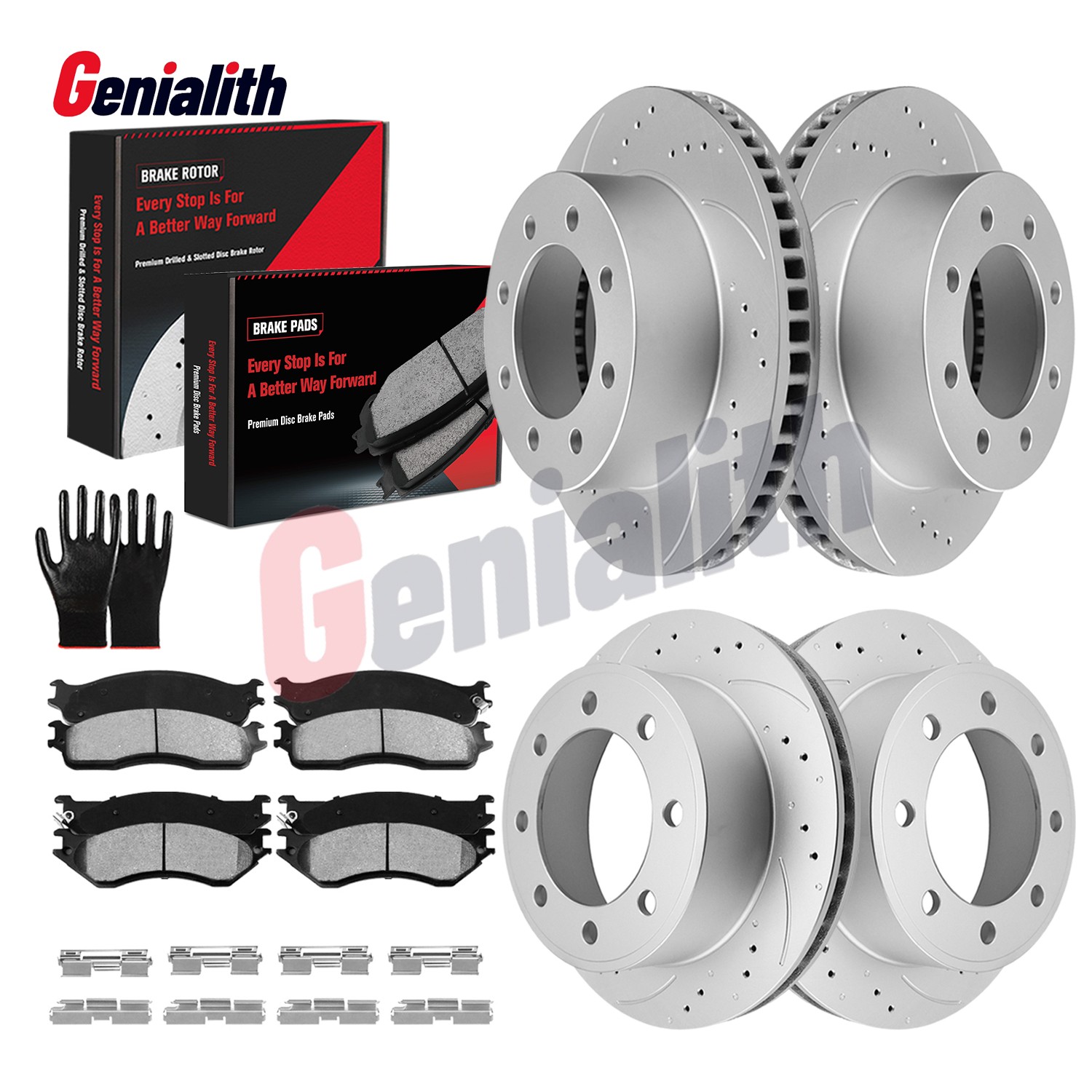 Front Rear Brake Rotors Brake Pads Kit for 2003-2008 Dodge Ram 1500 2500 3500