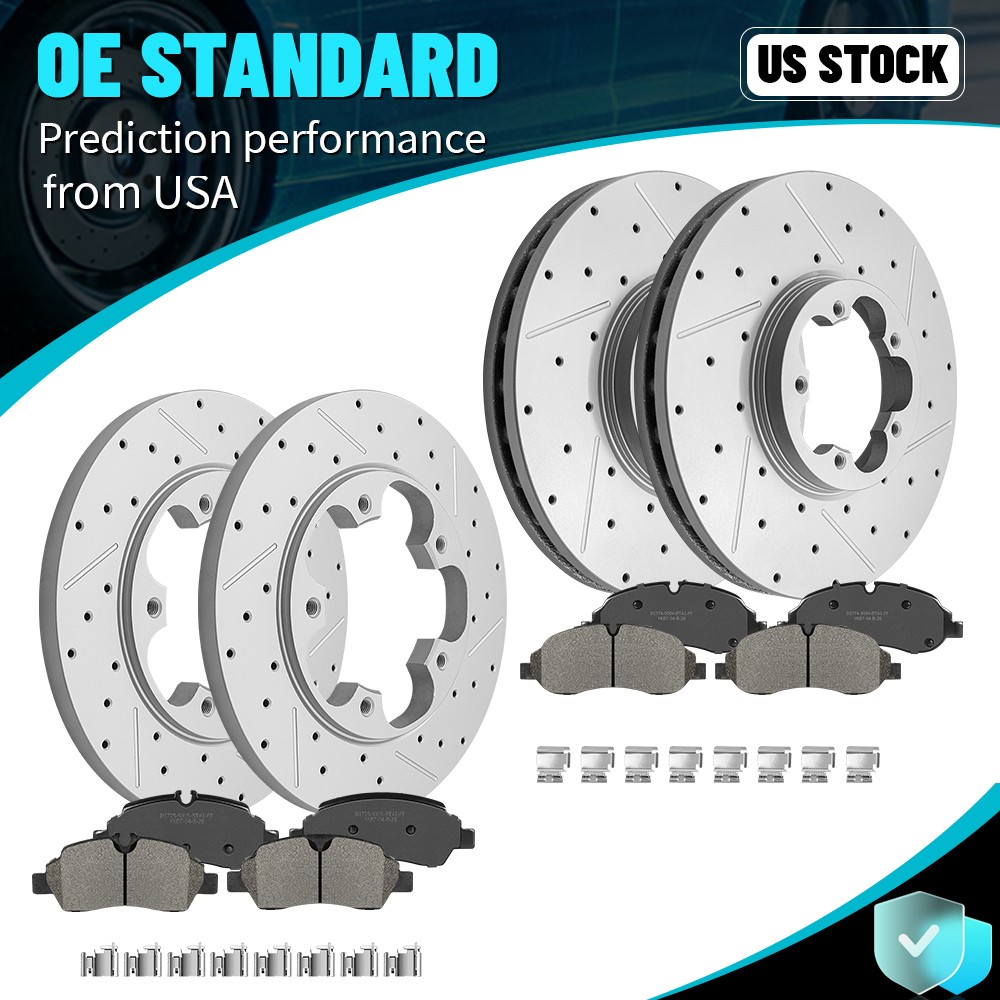 12.13 inch Front Rear Brake Rotors Ceramic Pads For Ford Transit-250 Transit-350