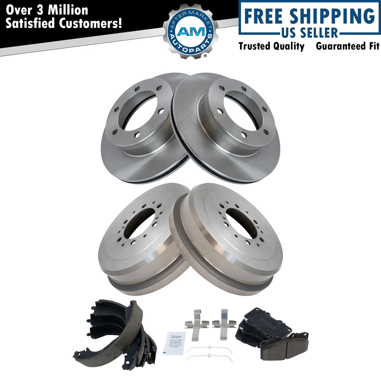 Front & Rear Brake Pad & Rotor,Shoe & Drum Kit Fits 1999-2002 Toyota Tacoma