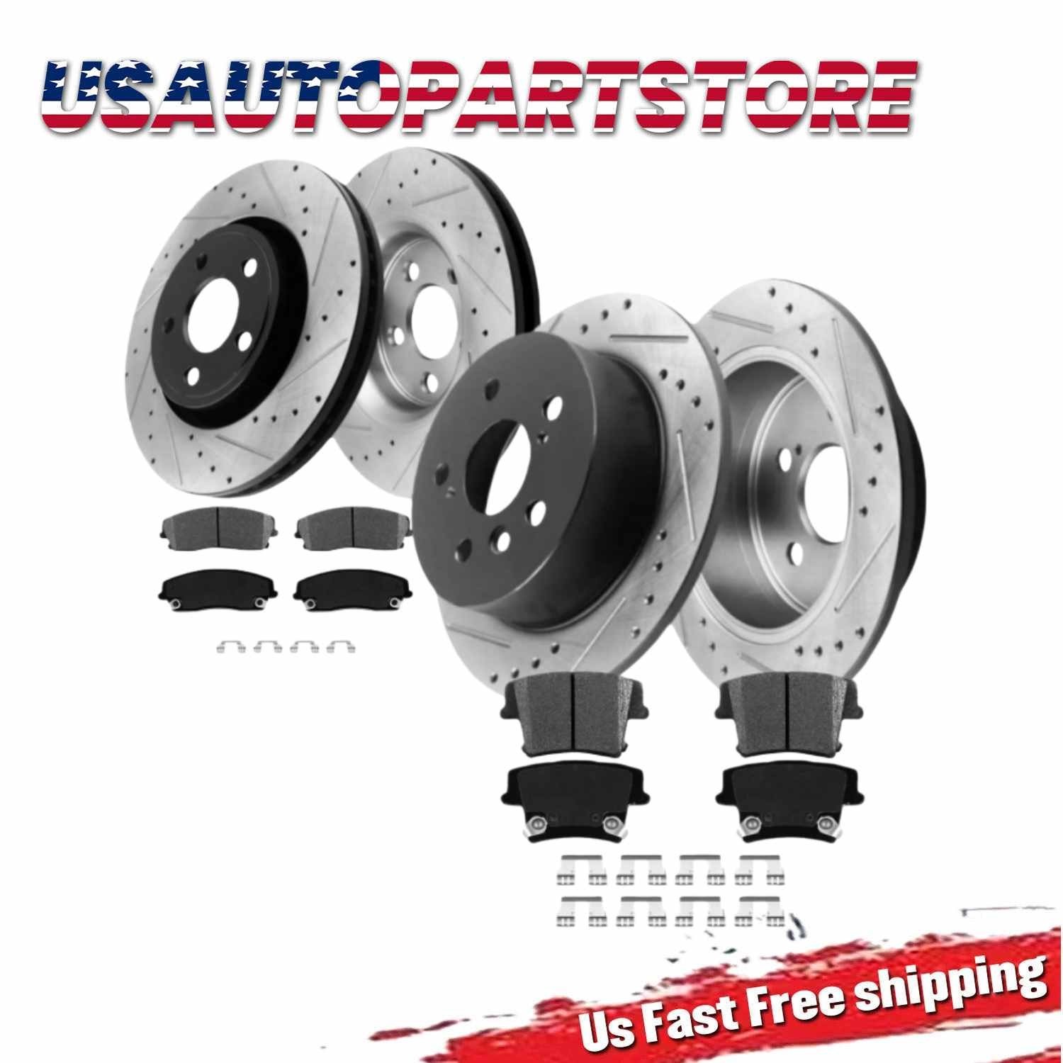 320mm Front Rear Drilled Rotors + Brake Pads for Challenger Charger Chrysler 300