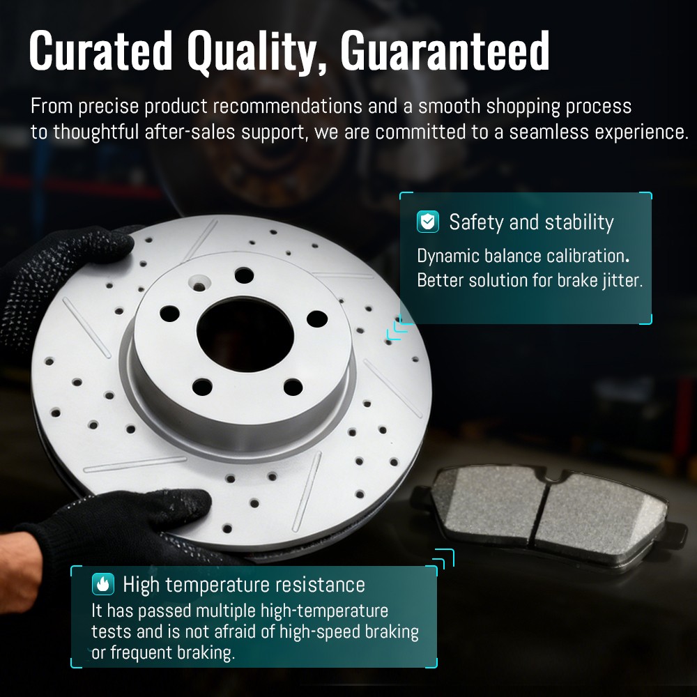 337.9mm Front Drilled Rotors Ceramic Brake Pads for Toyota 4Runner Lexus GX460