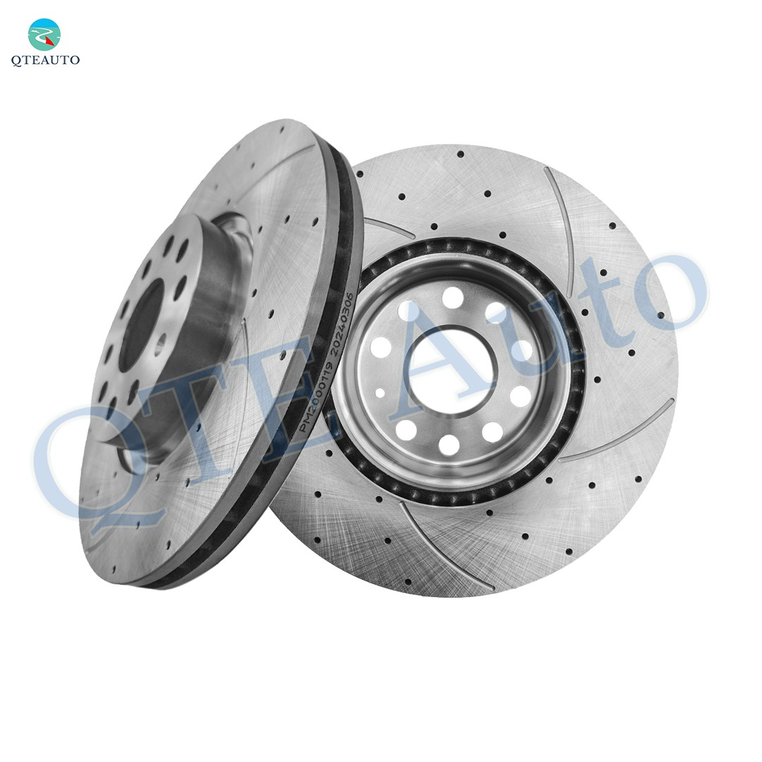 Front Drilled Slotted Brake Disc Rotors To 2016-2018 Audi A3 A3 Sportback E-Tron