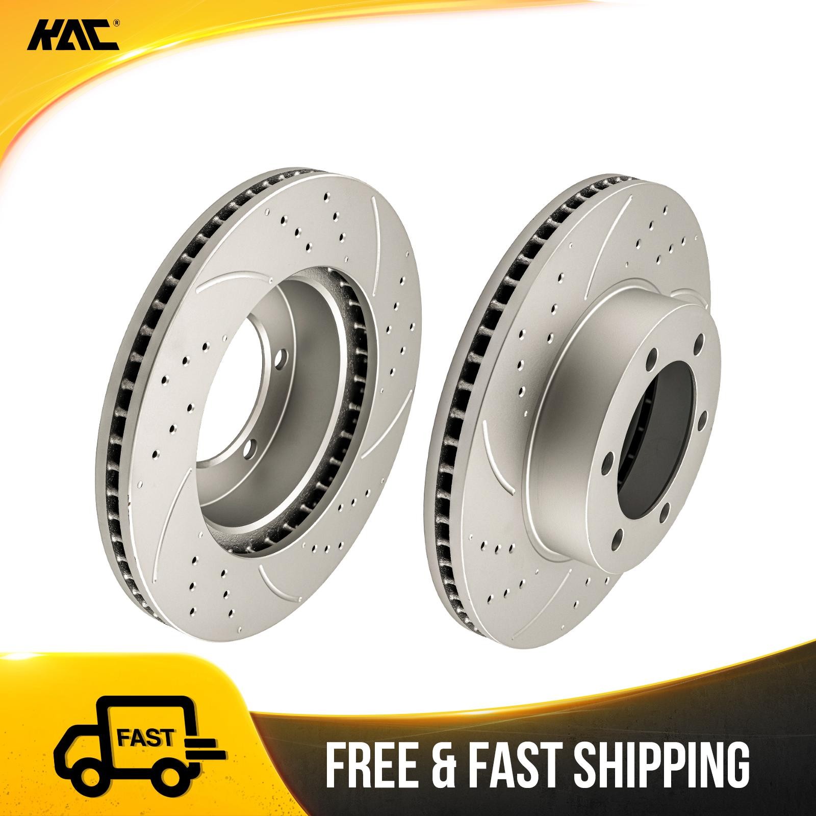 2x Front Drilled Slotted Brake Rotors Fits 2000-2006 Toyota Tundra All Engines