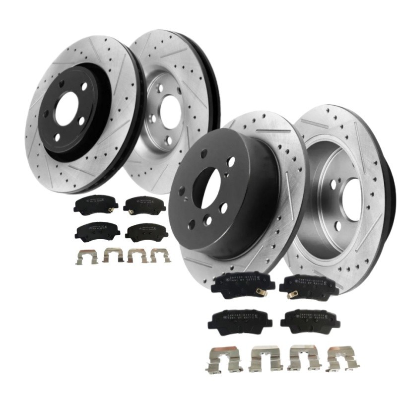 Front Rear Drilled Rotors Ceramic Brakes Pad For Hyundai Elantra 2011- 2015 2016