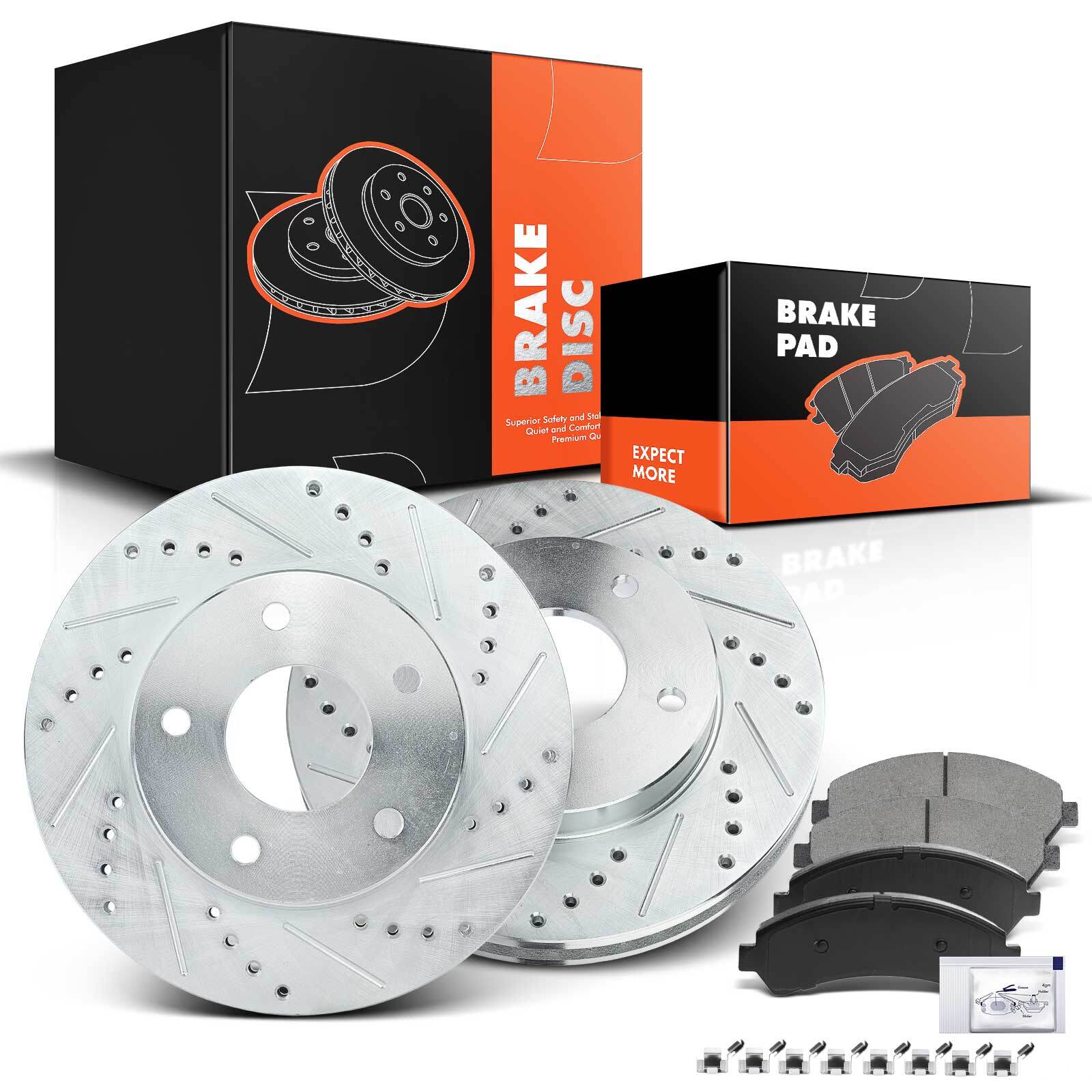 Front Drilled Rotors and Ceramic Brake Pads for Chevrolet S10 Blazer GMC Jimmy