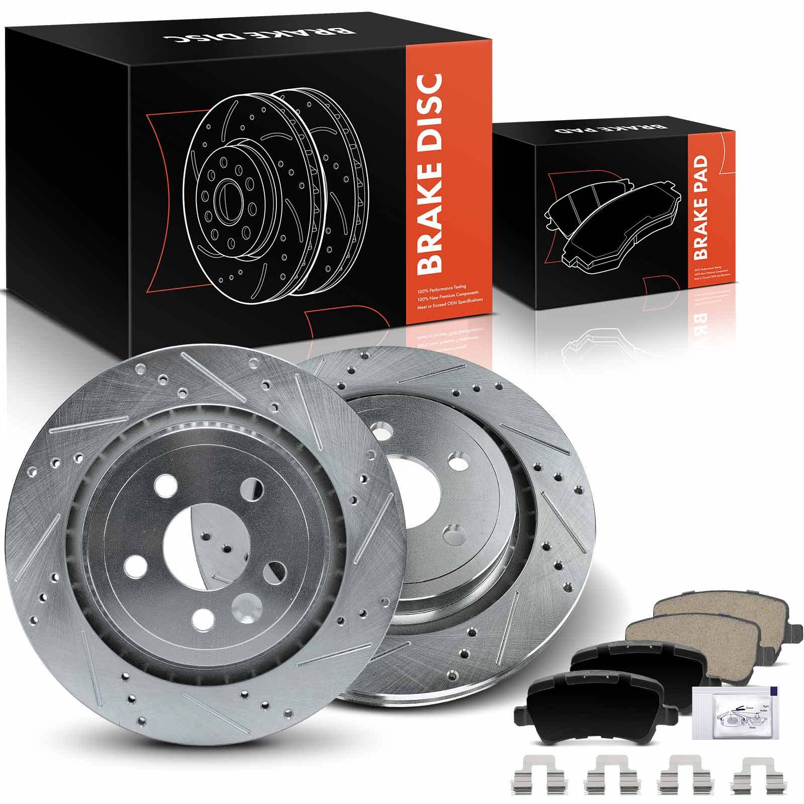 Rear Drilled Brake Rotors & Ceramic Brake Pads for Volvo S60 2011-2018 S80 V60