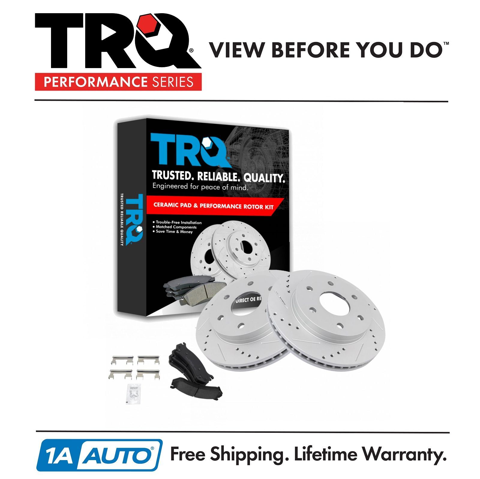 TRQ Ceramic Brake Pad & Disc Rotor Kit For Silverado Sierra Tahoe