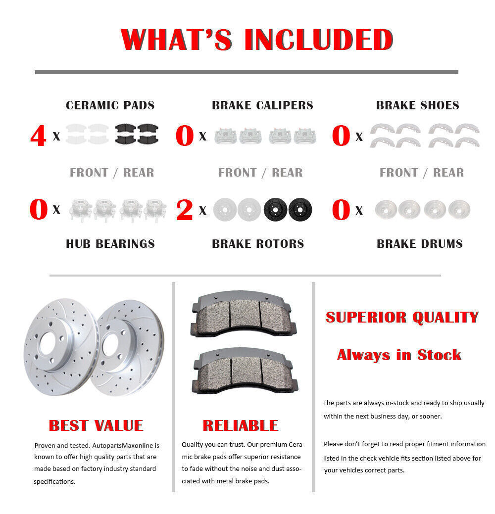 270mm Rear Slotted Rotors Discs & Brake Pads for Chevy Cobalt Malibu G5 G6 Ion
