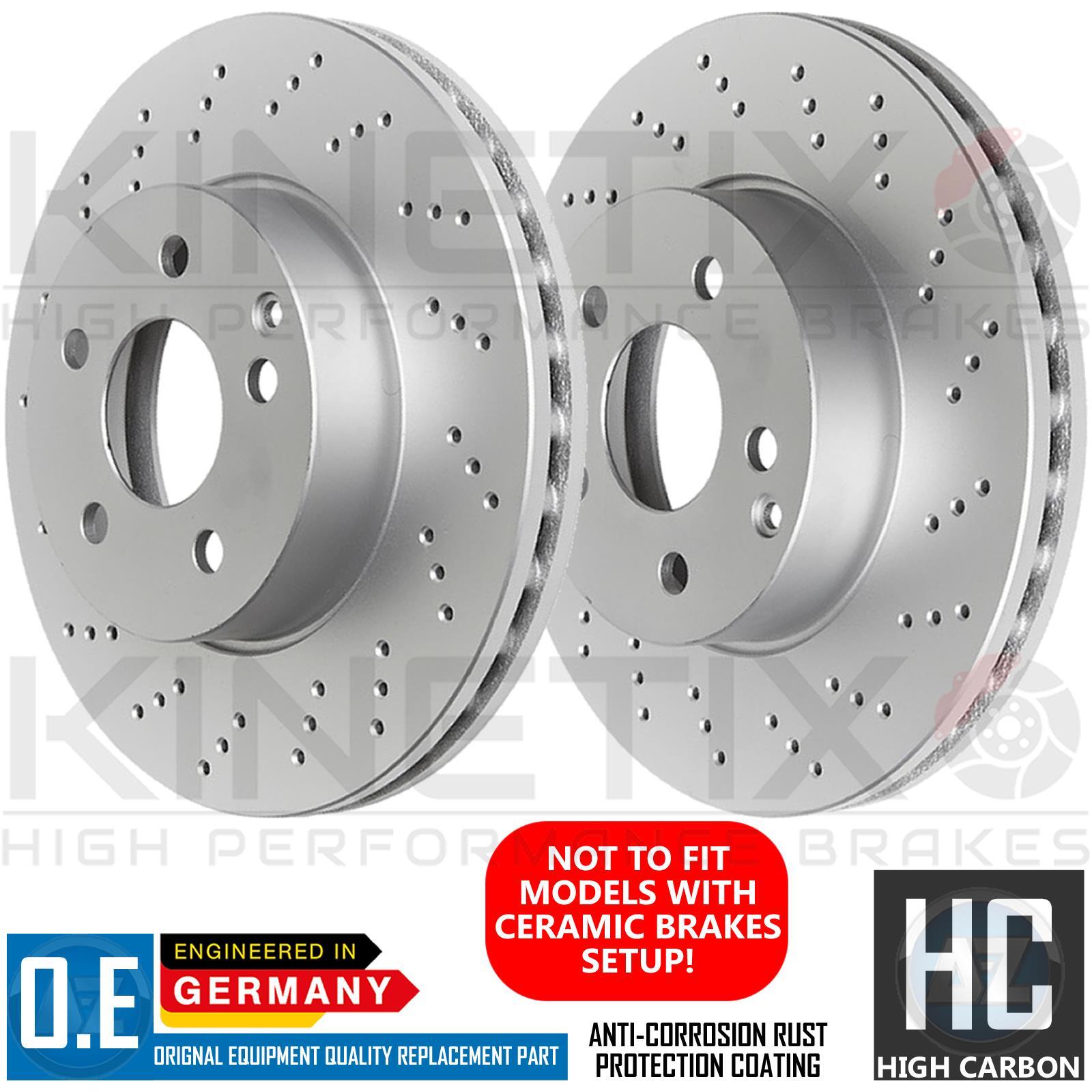 FOR TESLA MODEL 3 PERFORMANCE CROSS DRILLED FRONT BRAKE DISCS PAIR 320mm