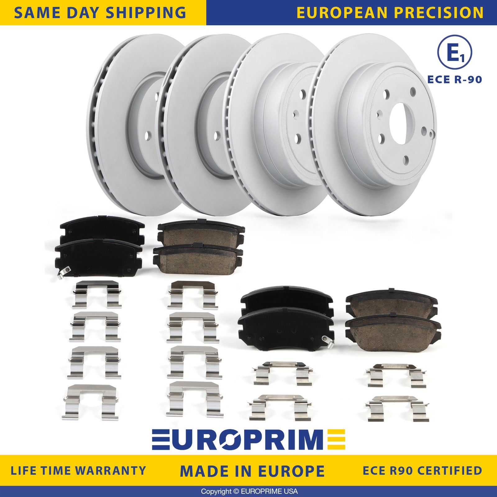 Front & Rear Disc Rotors Brake Pad Kit for 2010-2017 Chevrolet Equinox
