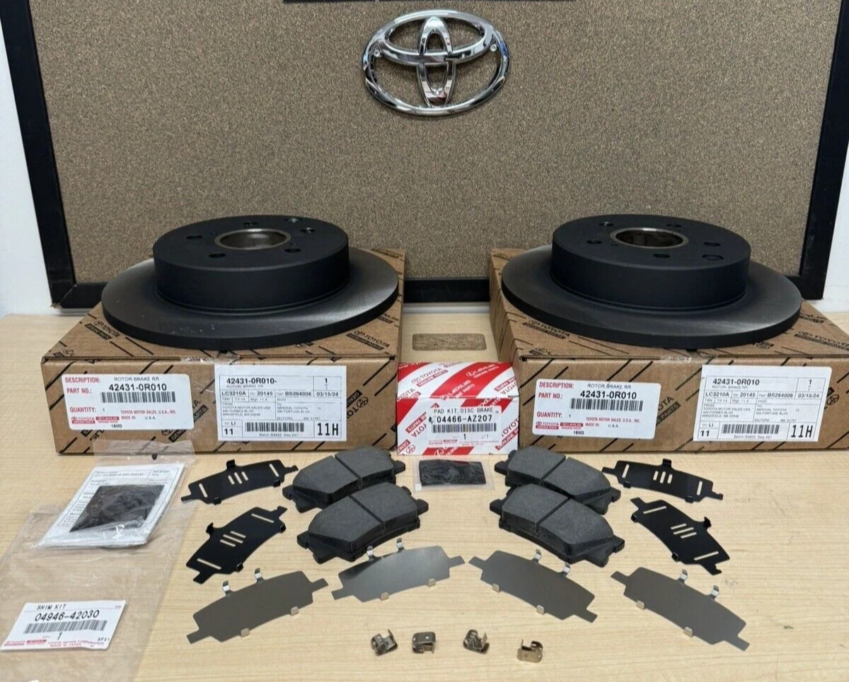 OEM 2006-2018 TOYOTA RAV4 REAR BRAKE KIT OEM ROTORS TCMC PADS AND SHIMS