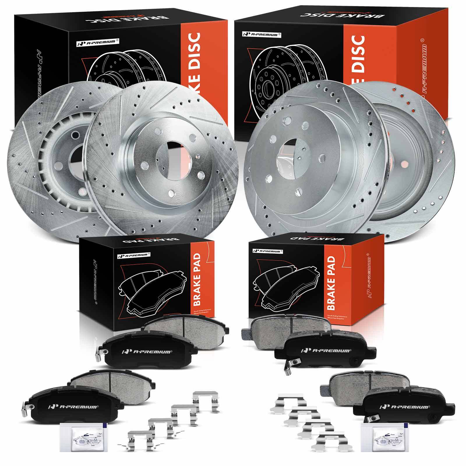 A-Premium Front & Rear Drilled Brake Rotor&Brake Pad for Nissan 350Z INFINITI
