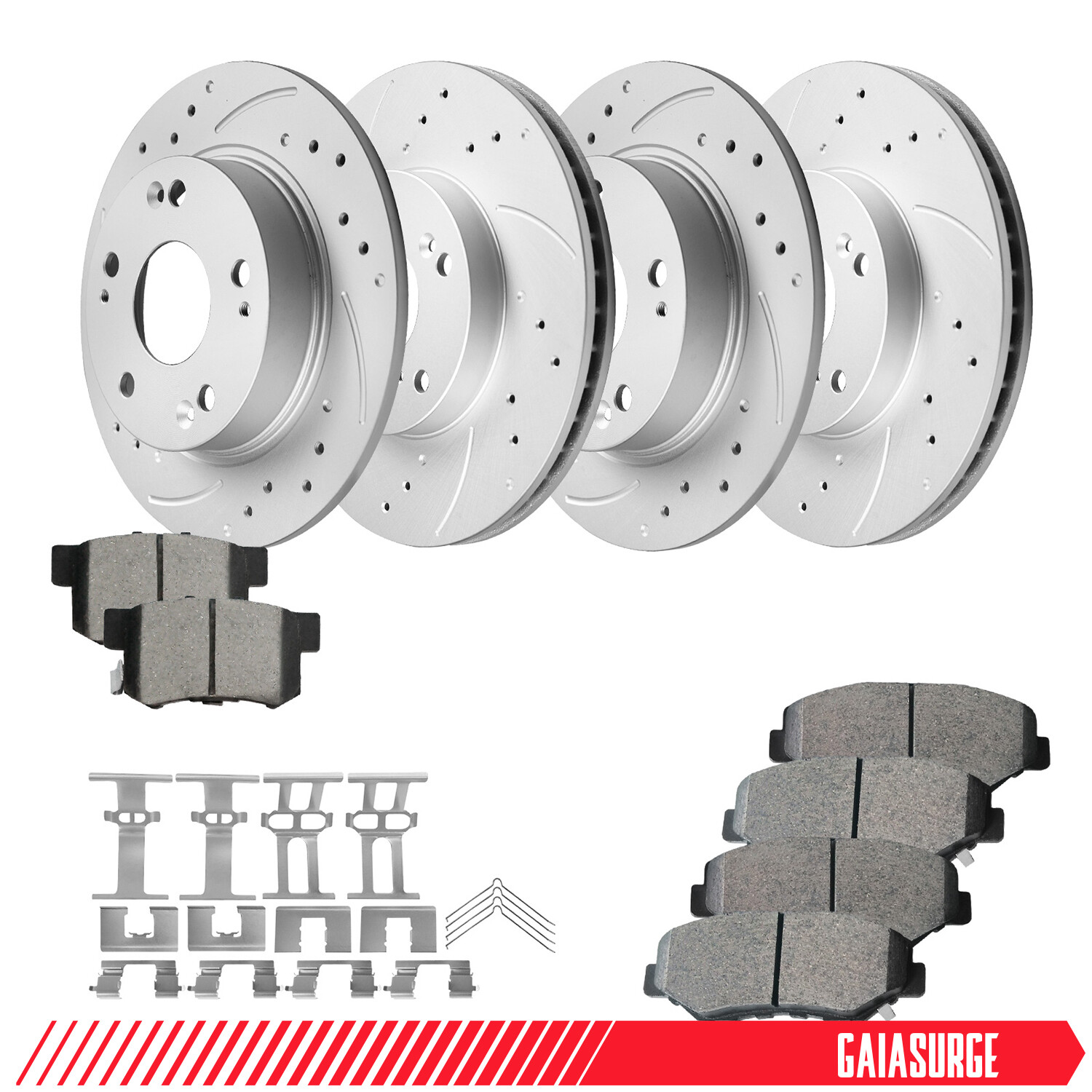 Front & Rear Brake Rotors + Ceramic Pads For Honda Civic 2013-2015 Acura ILX