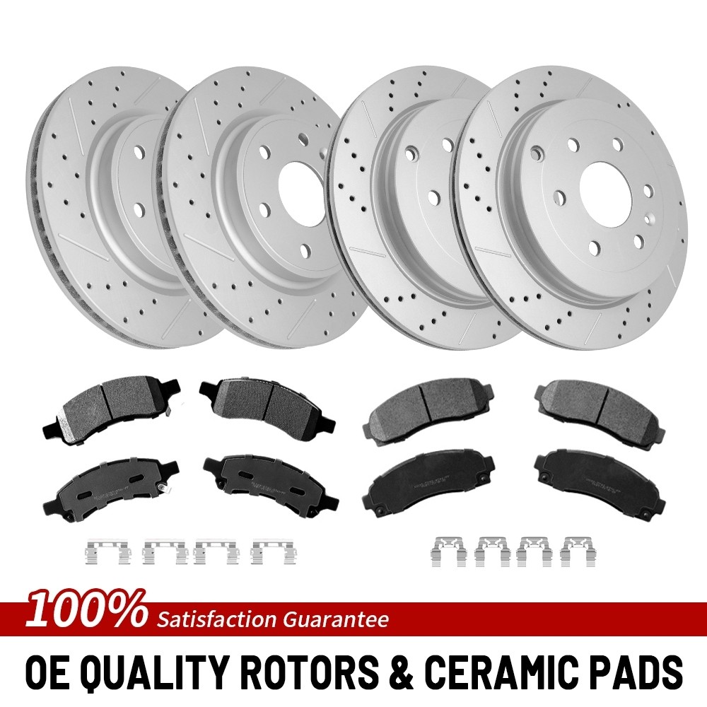 Front Rear Drilled Brake Rotor Pad For 2007-2017 Acadia Traverse Enclave Outlook
