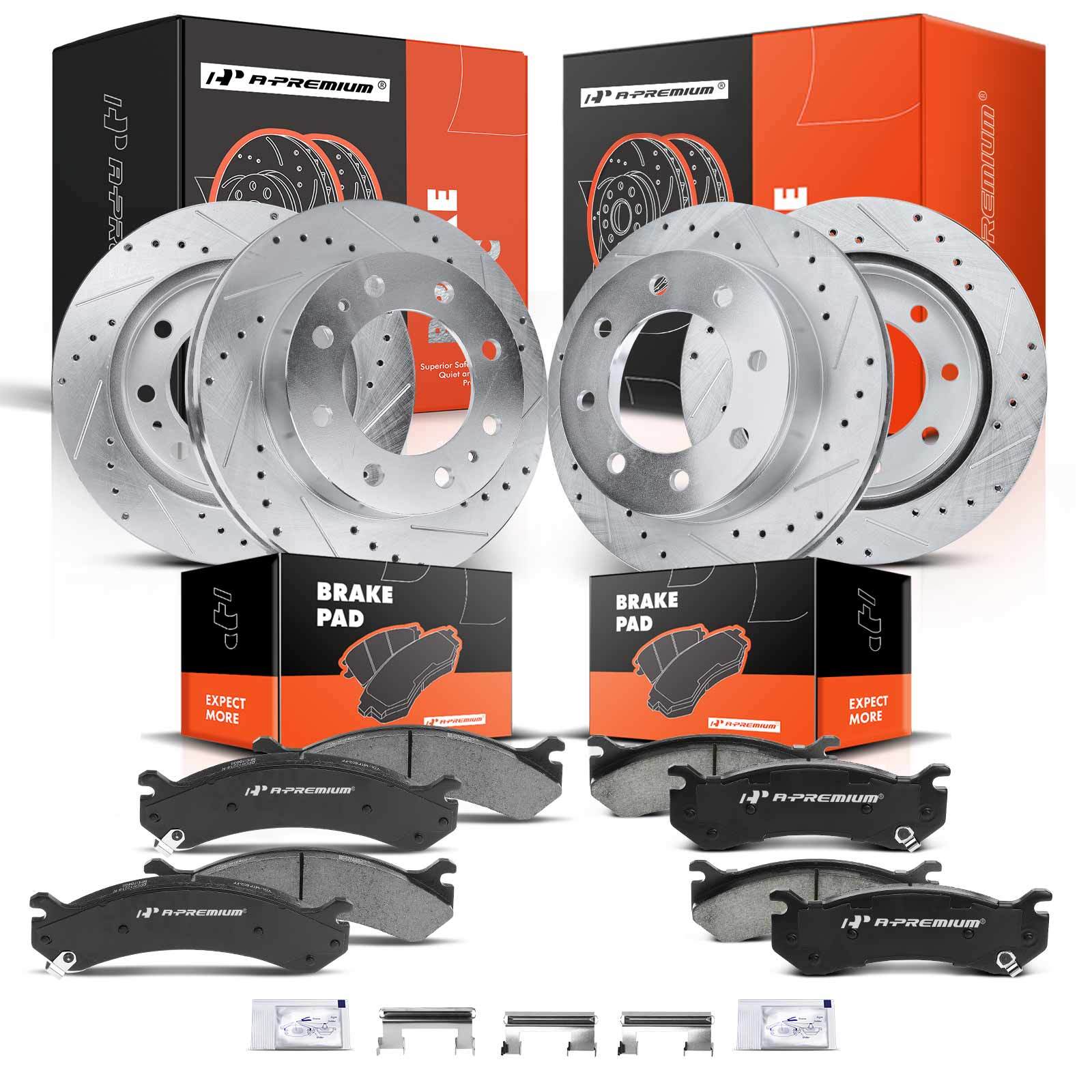 A-Premium Drilled Brake Rotors & Ceramic Pads for Chevrolet Silverado 2500 01-06