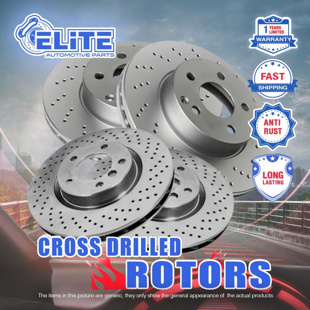 Front + Rear Cross Drilled Rotors for 2020 Nissan 370Z Base