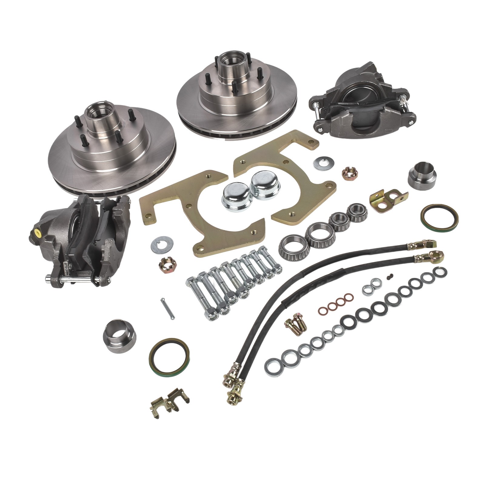 Zinc Disc Brake Kit 5 x 4-3/4″ Drilled/Slotted Silver for Chevy 1/2 Ton Pickup